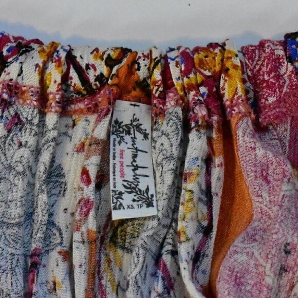 Free People Count Me In Trapeze Boho Tank Top Floral Mini Dress Size XS - Picture 4 of 15
